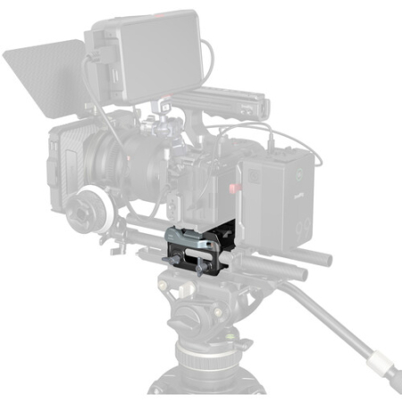 SmallRig 5366 - płytka montażowa, szybkozłaczka typu Manfrotto z dwoma zaciskami na pręt 15mm - przykład użycia